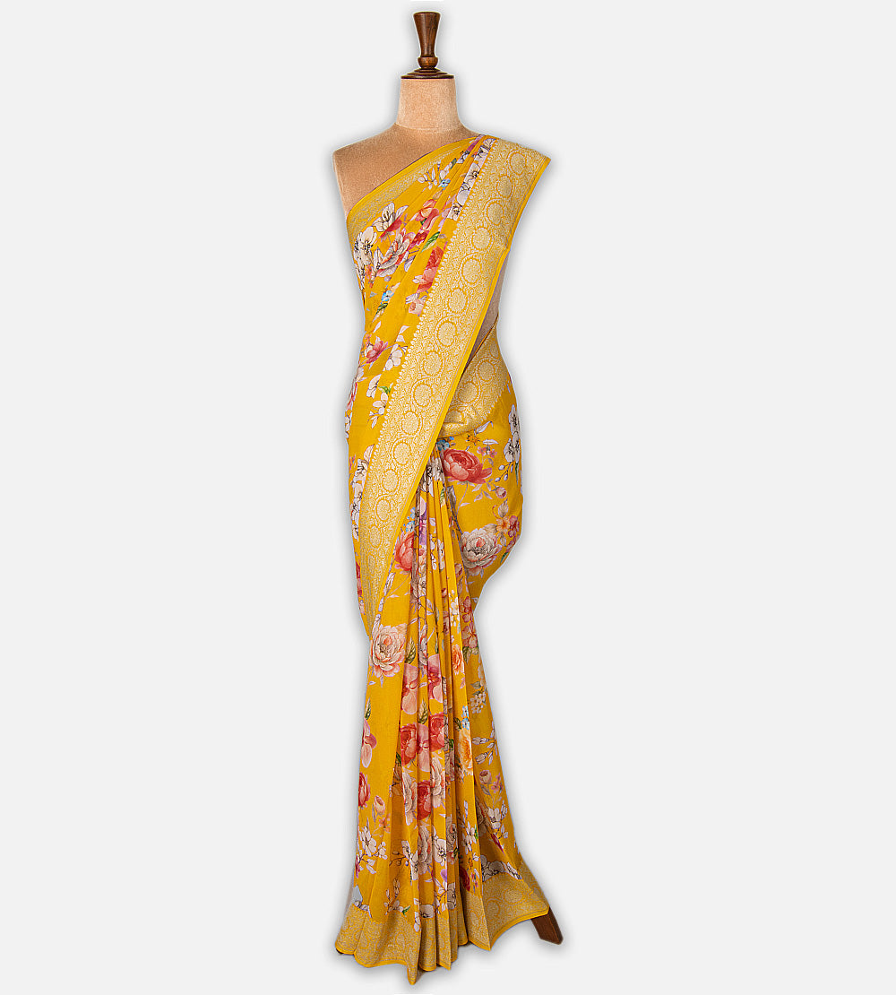 Yellow Georgette Saree