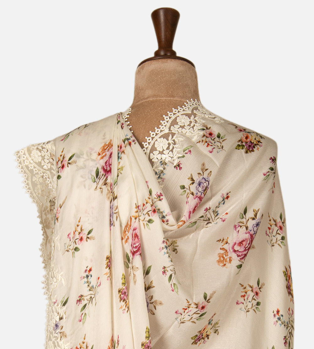 Off-White Chiffon Saree