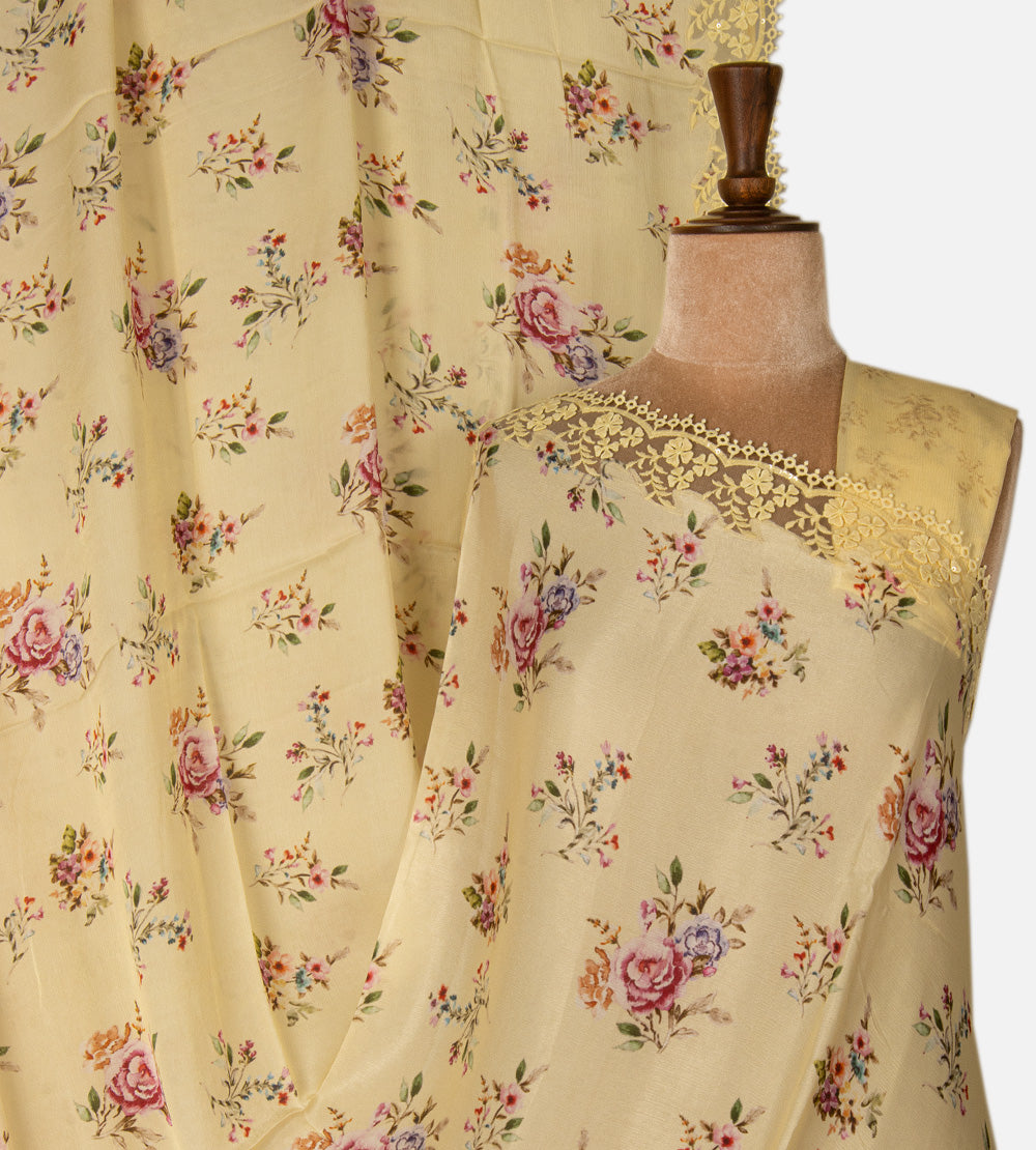 Yellow Chiffon Saree