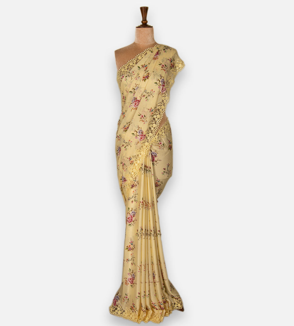 Yellow Chiffon Saree