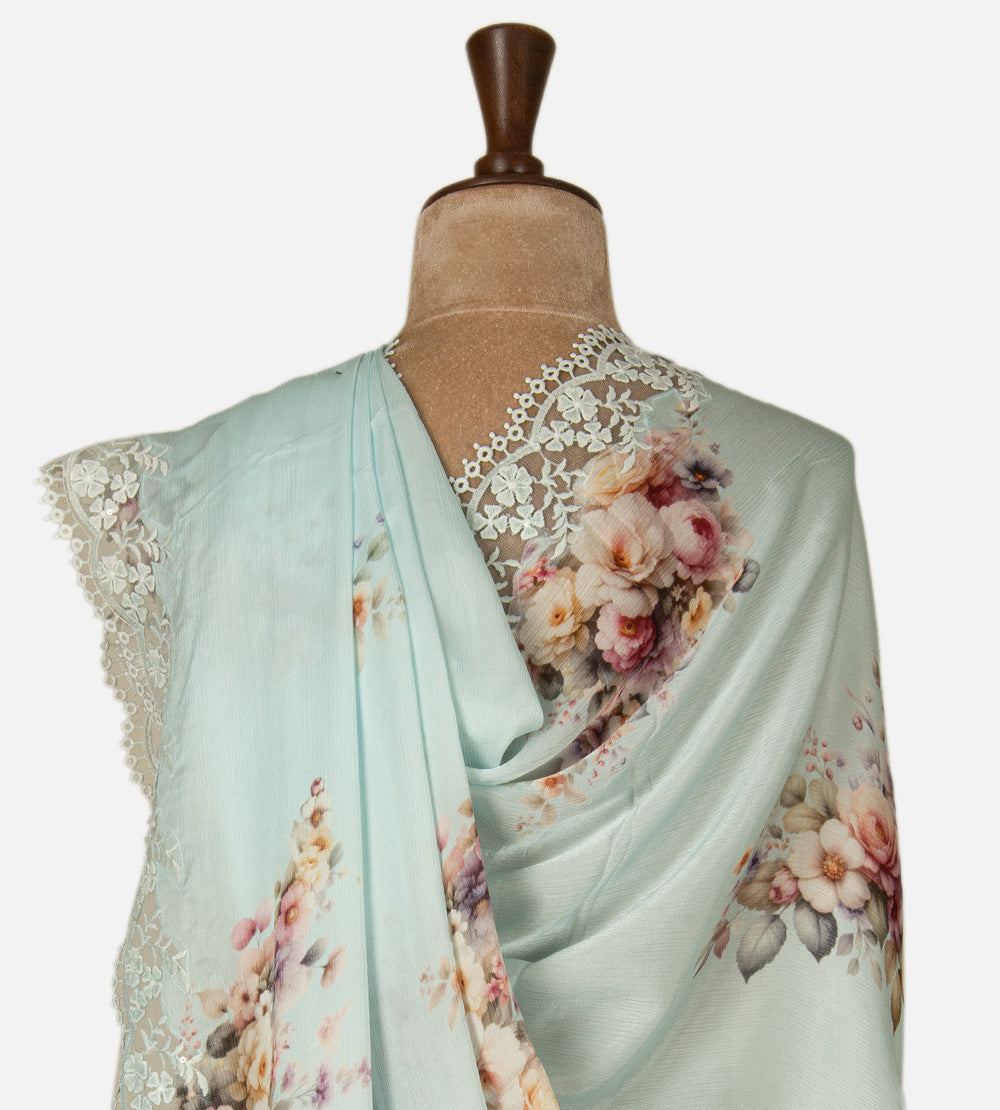 Blue Chiffon Saree