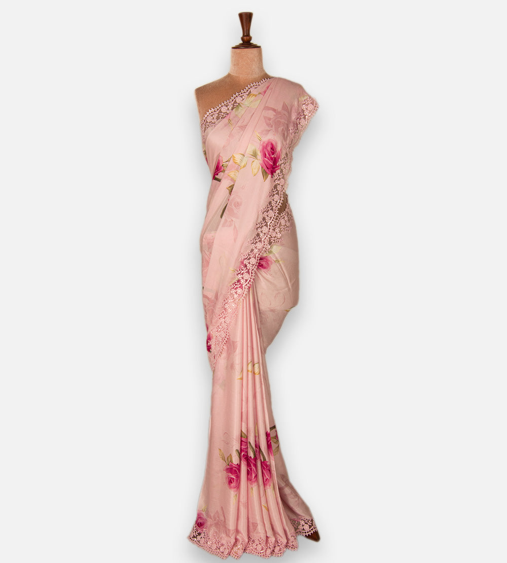Pink Chiffon Saree