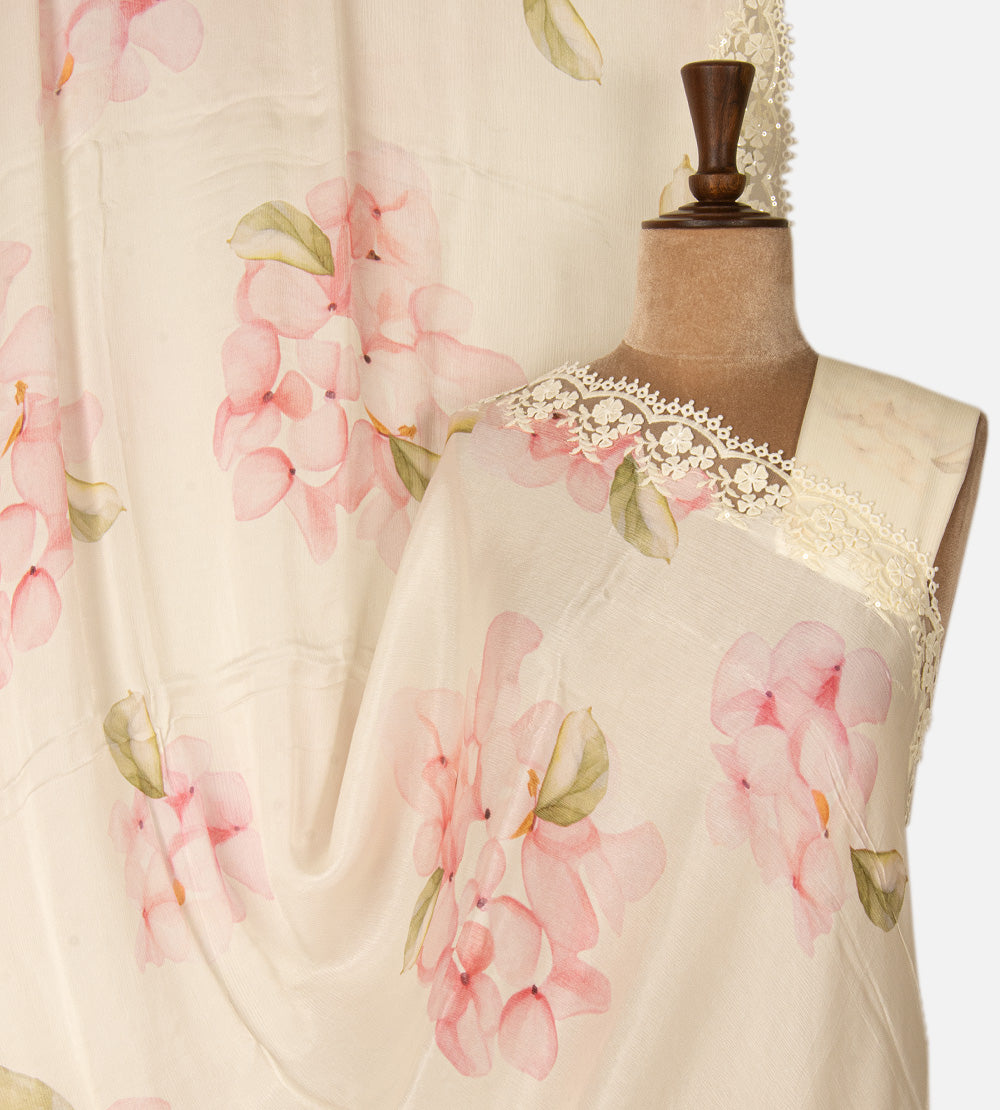 Off-White Chiffon Saree
