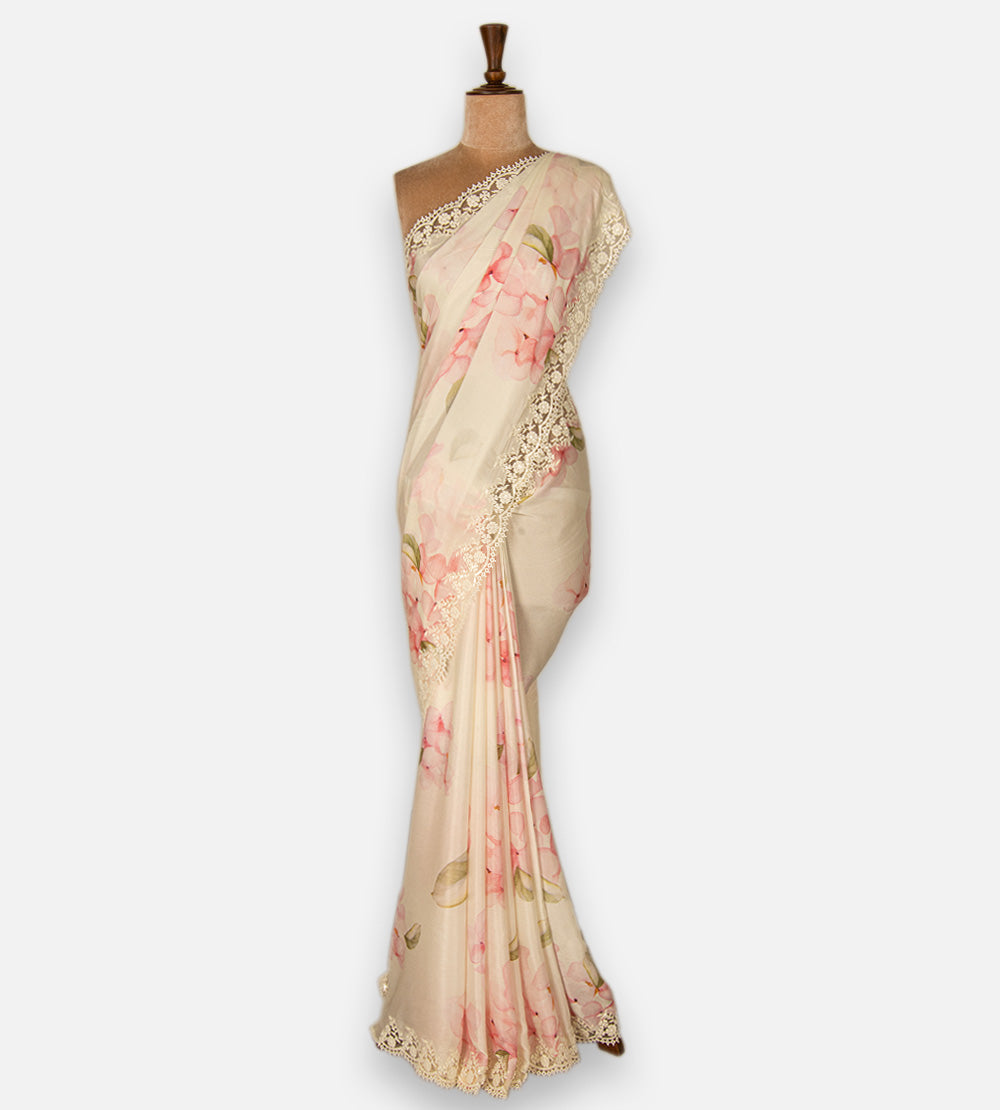 Off-White Chiffon Saree