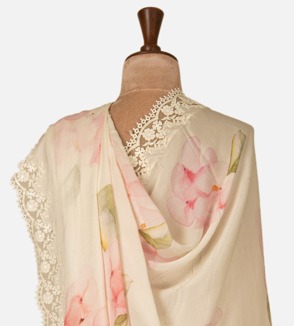 Off-White Chiffon Saree