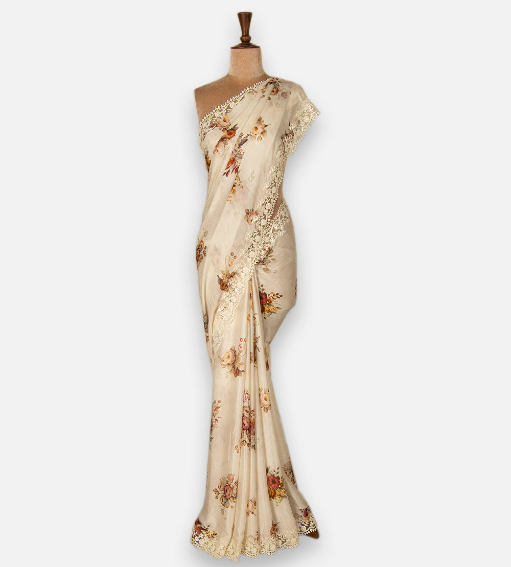 Deep Creme Chiffon Saree