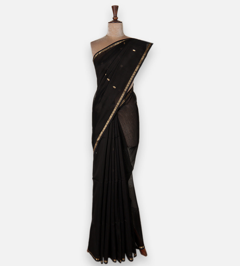 Black Maheshwari Cotton Saree