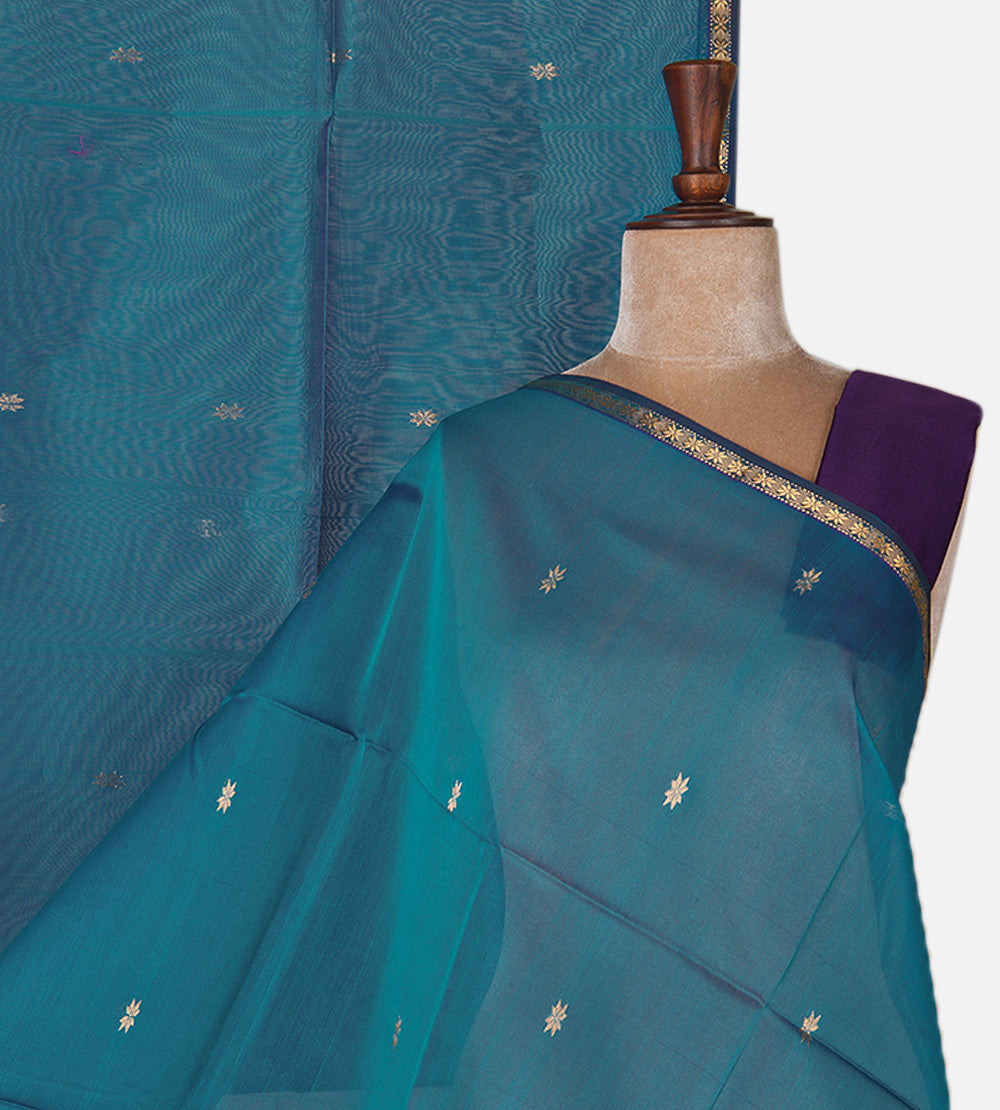 Blue Maheshwari Cotton Saree