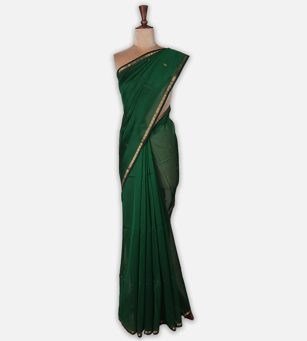 Green  Maheshwari Cotton Saree