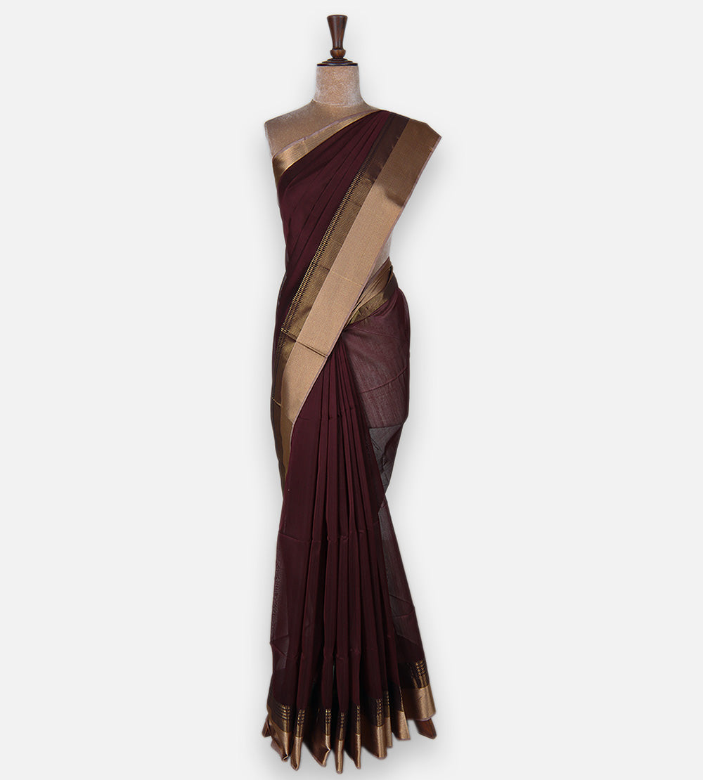 Aubergine Purple Maheshwari Cotton Saree