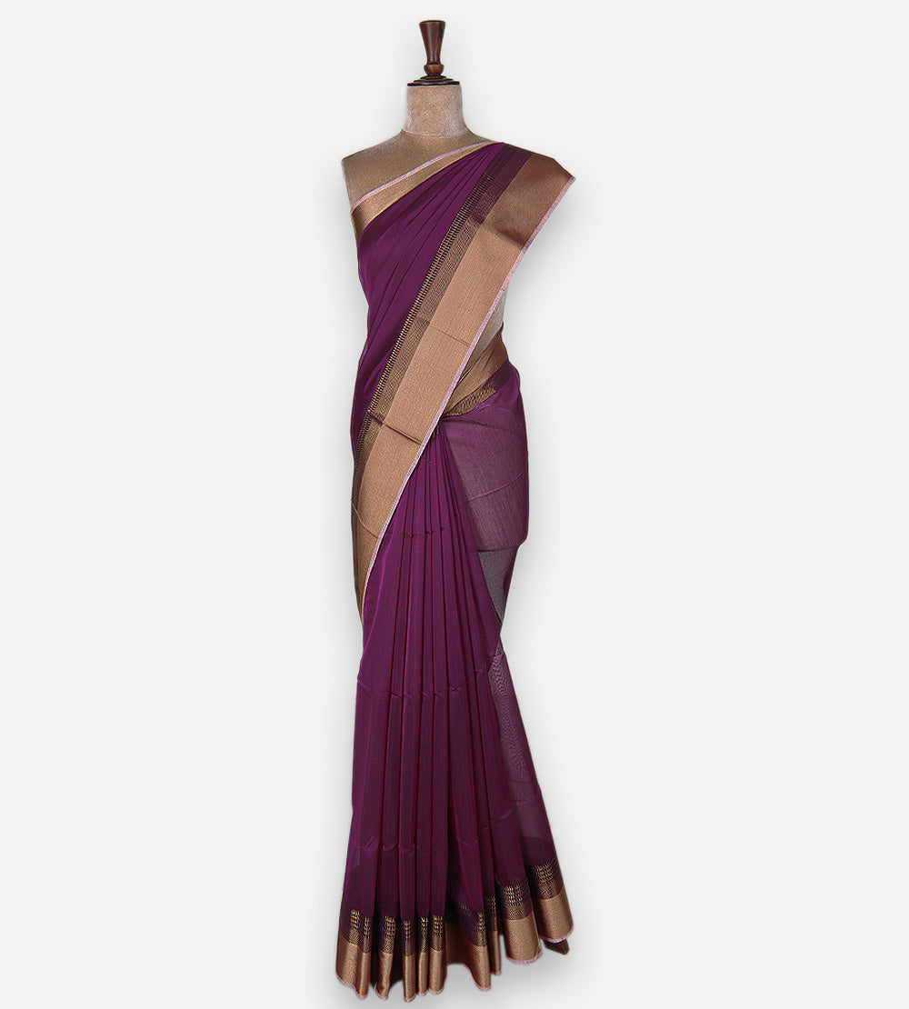 Purple Maheshwari Cotton Saree