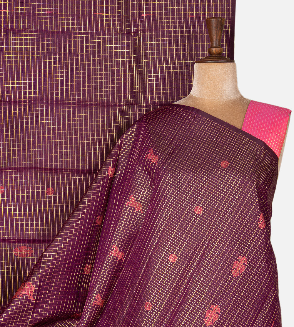Burgundy Purple Kanchipuram Silk Saree