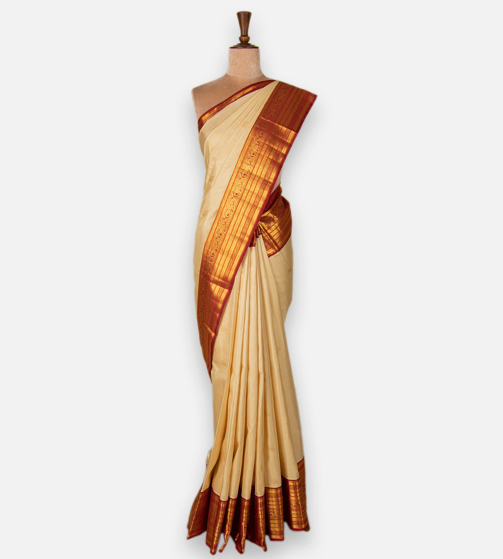 Beige Kanchipuram Silk Saree