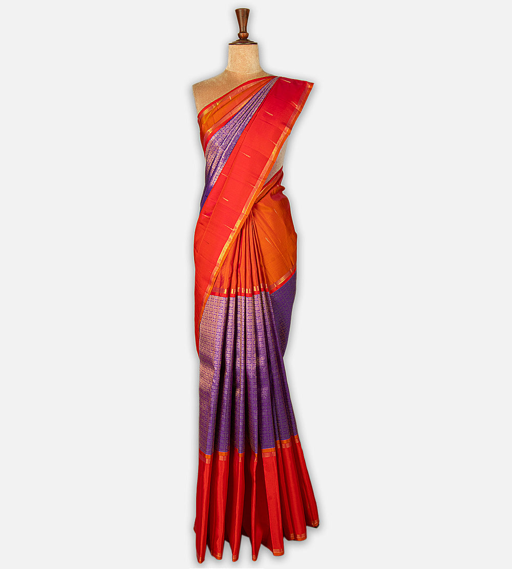 Purple Muppagam Kanchipuram Silk Saree