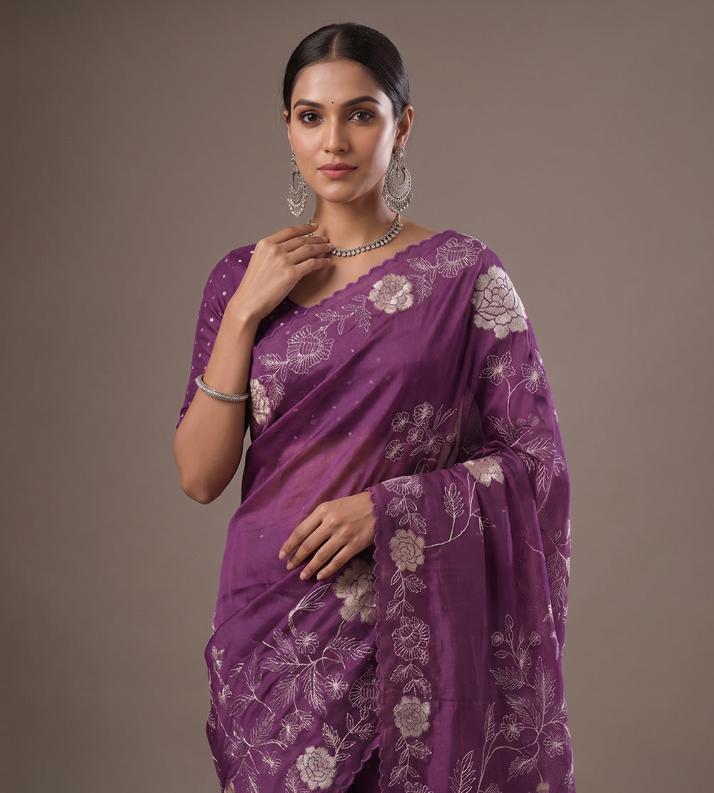 Purple Organza Saree
