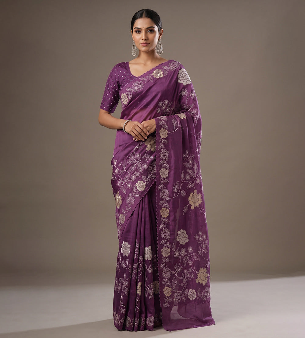 Purple Organza Saree