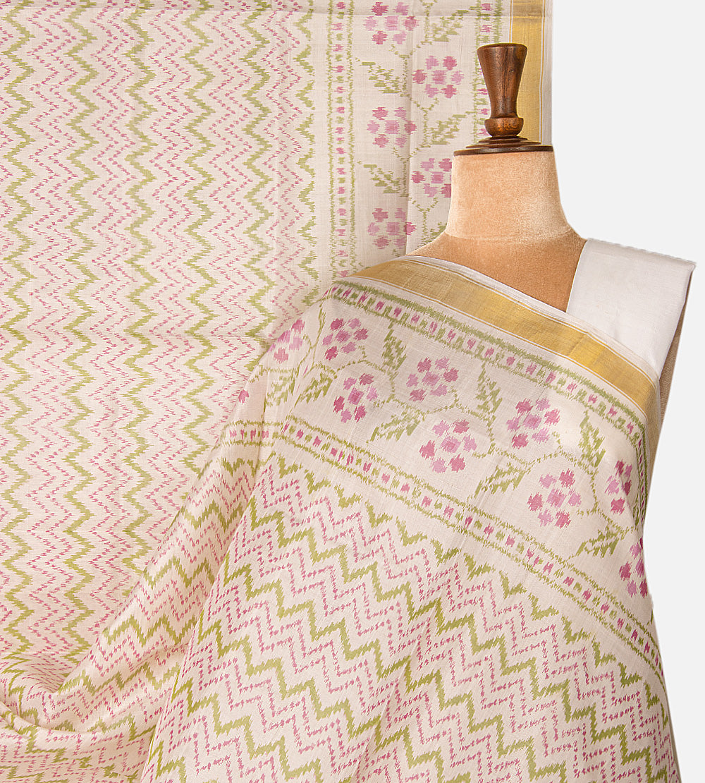 Off-White Patola Silk Saree