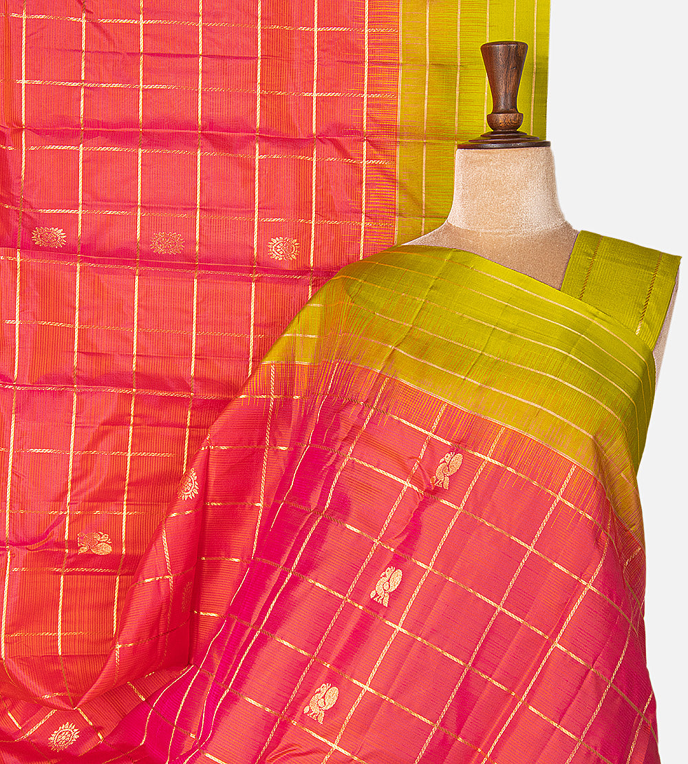 Pink and Orange Soft Silk Saree