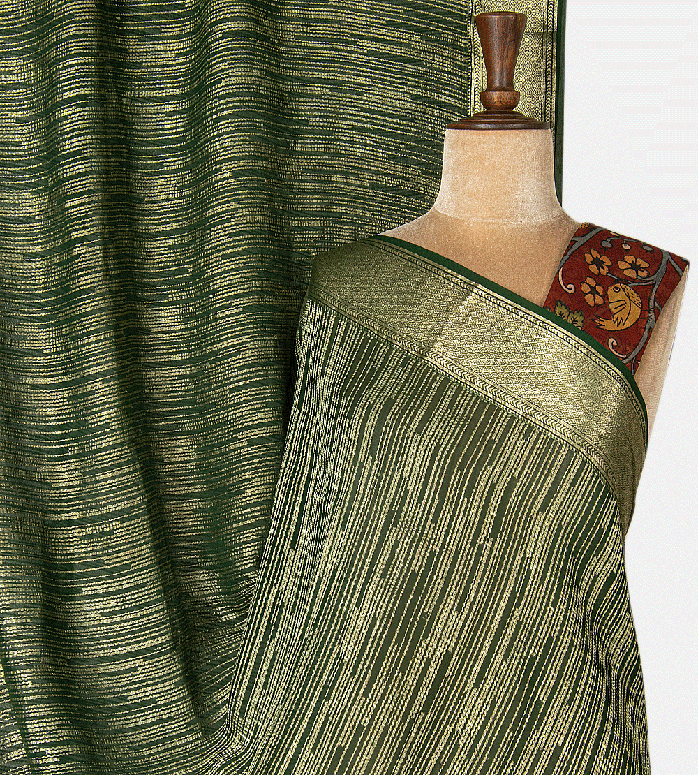 Green Mysore Crepe Saree