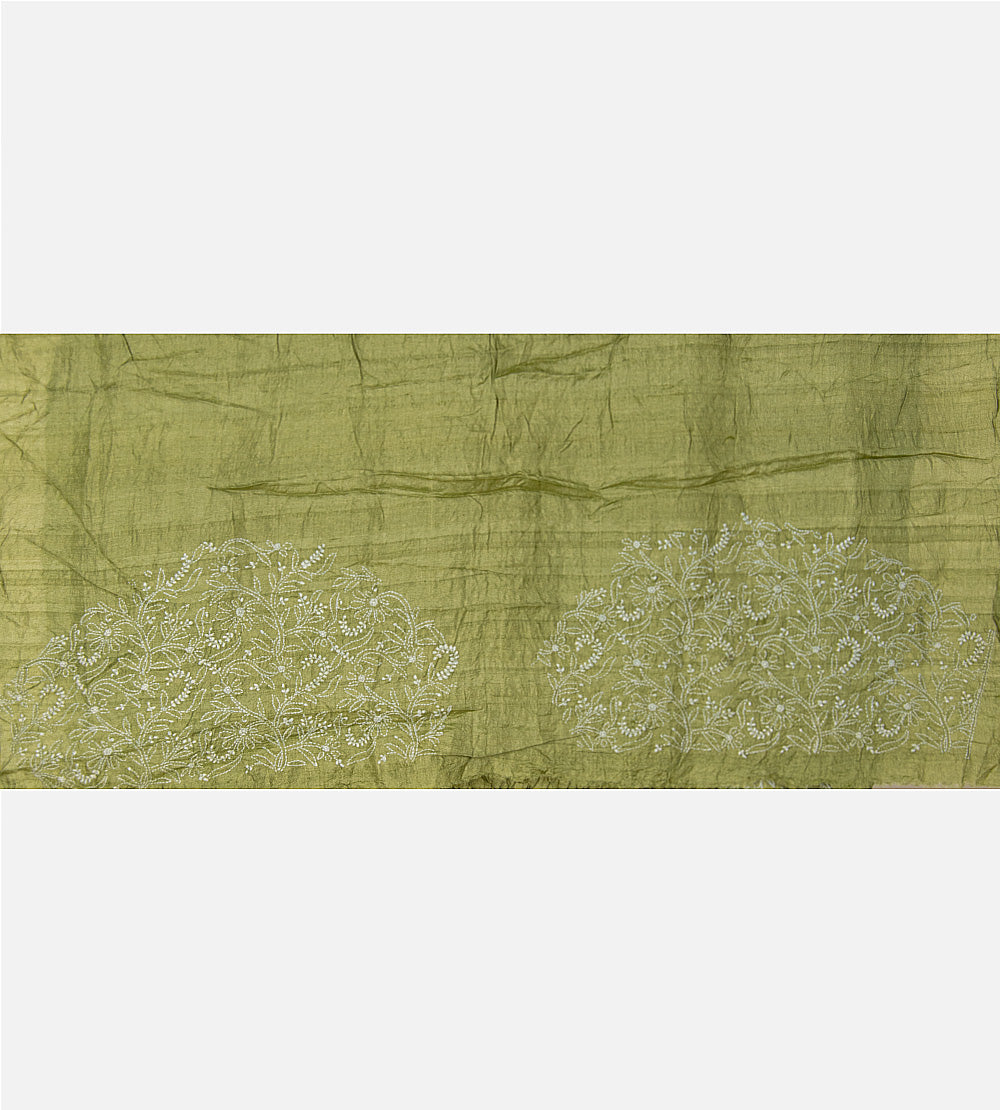 Green Tussar Bandhani Saree
