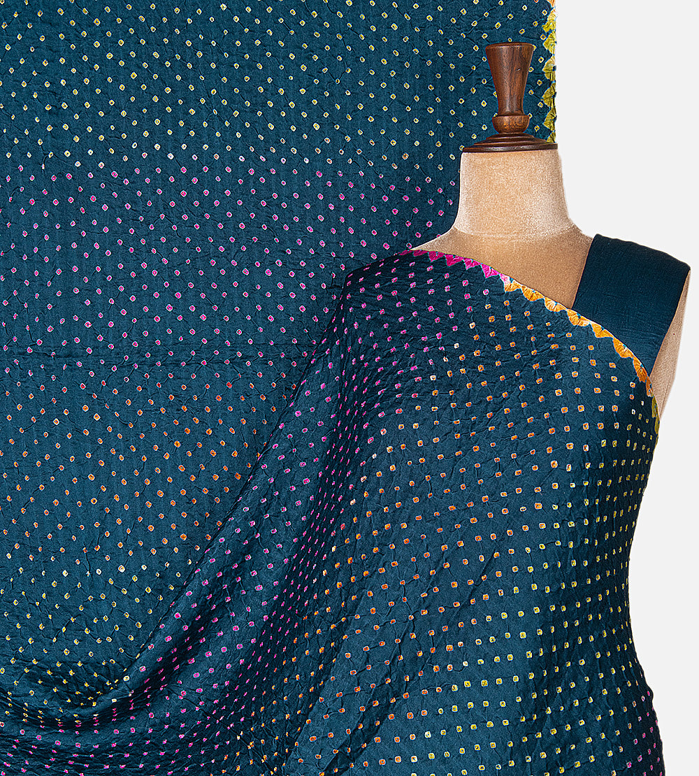 Blue Gajji Silk Bandhani Saree