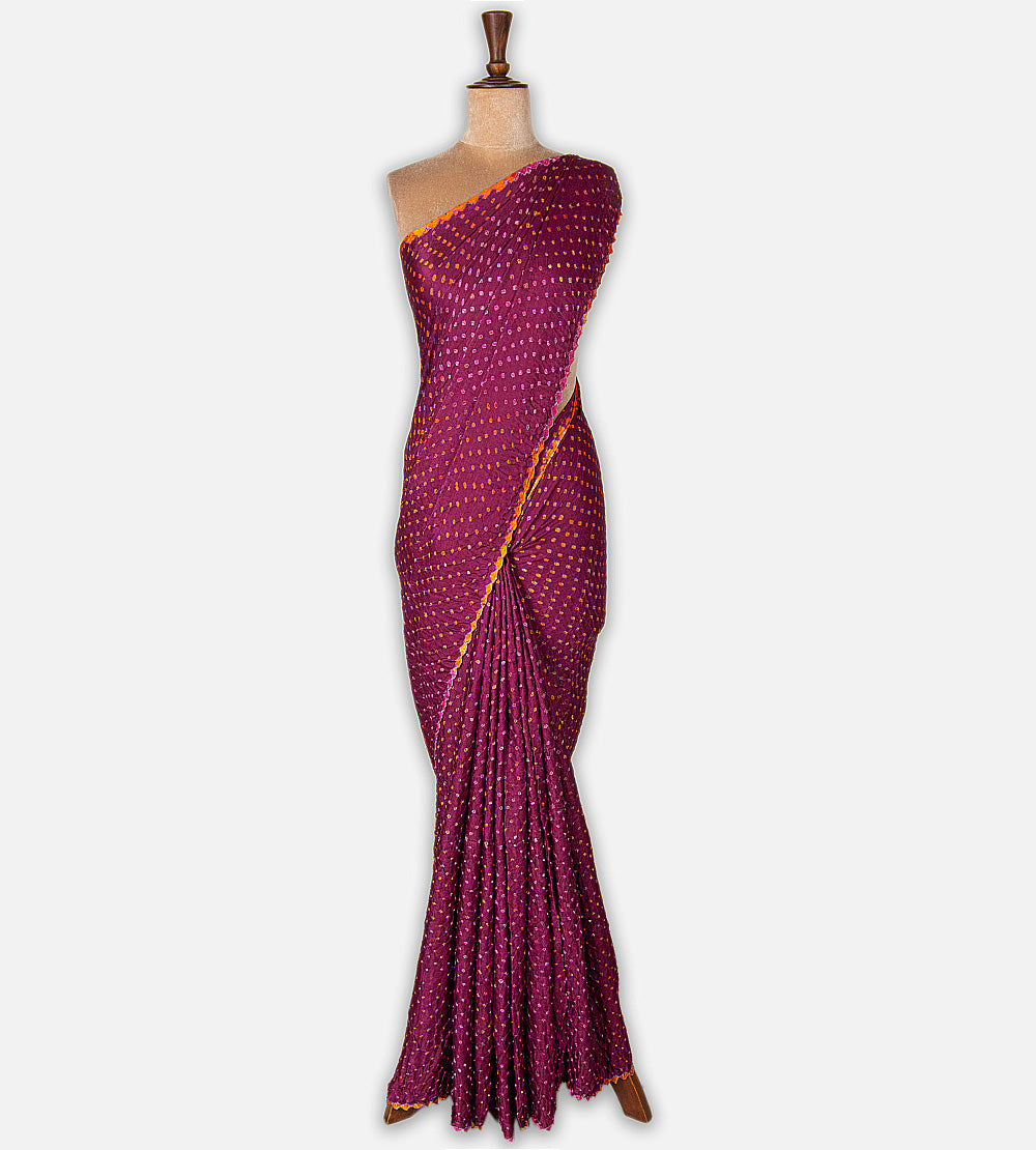 Pink Gajji Silk Bandhani Saree