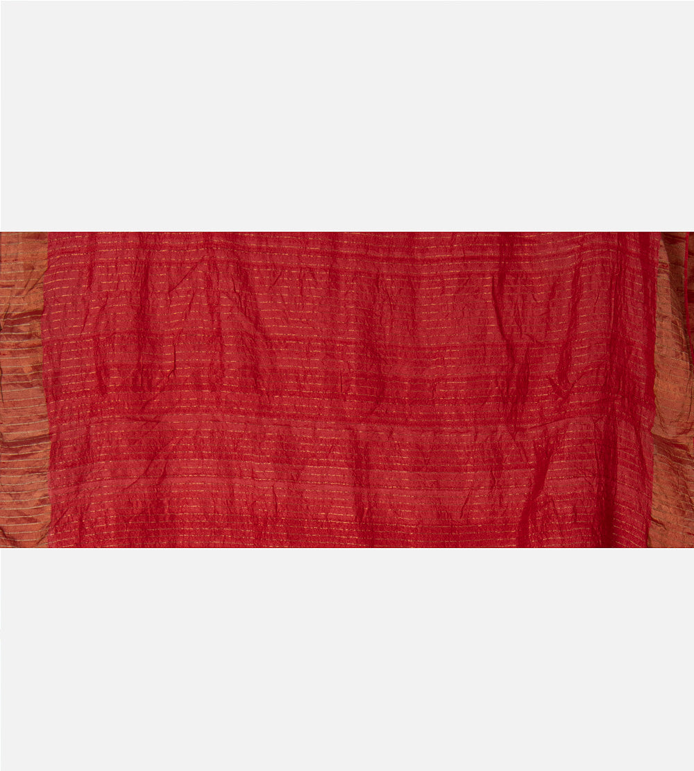 Vermilion Red Tussar Bandhani Saree
