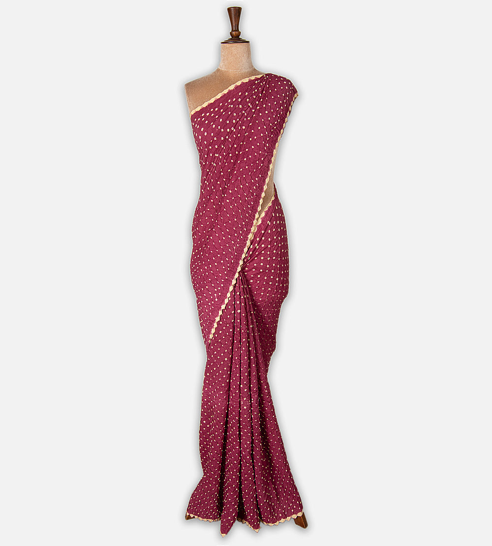 Pink Bandhani Tussar Kalamkari Saree