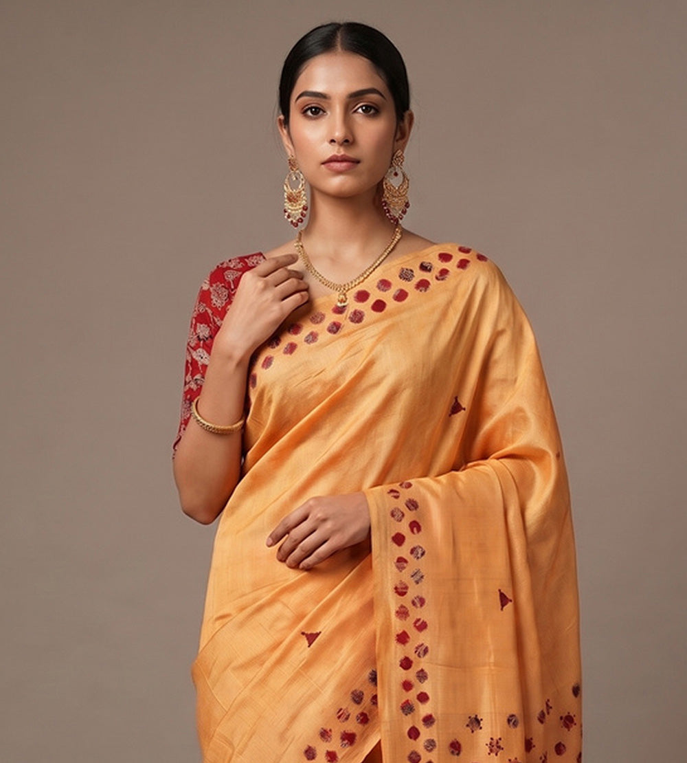 Pale Orange Tussar Saree