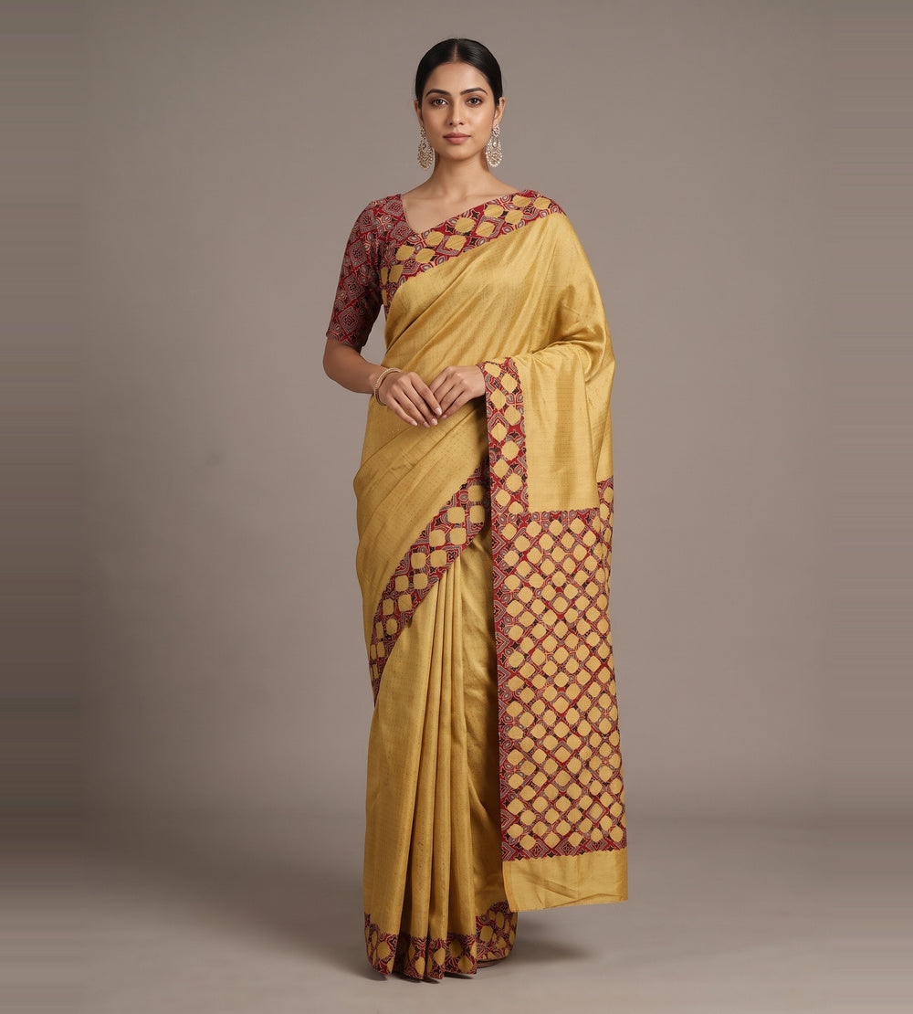 Light Yellow Tussar Saree