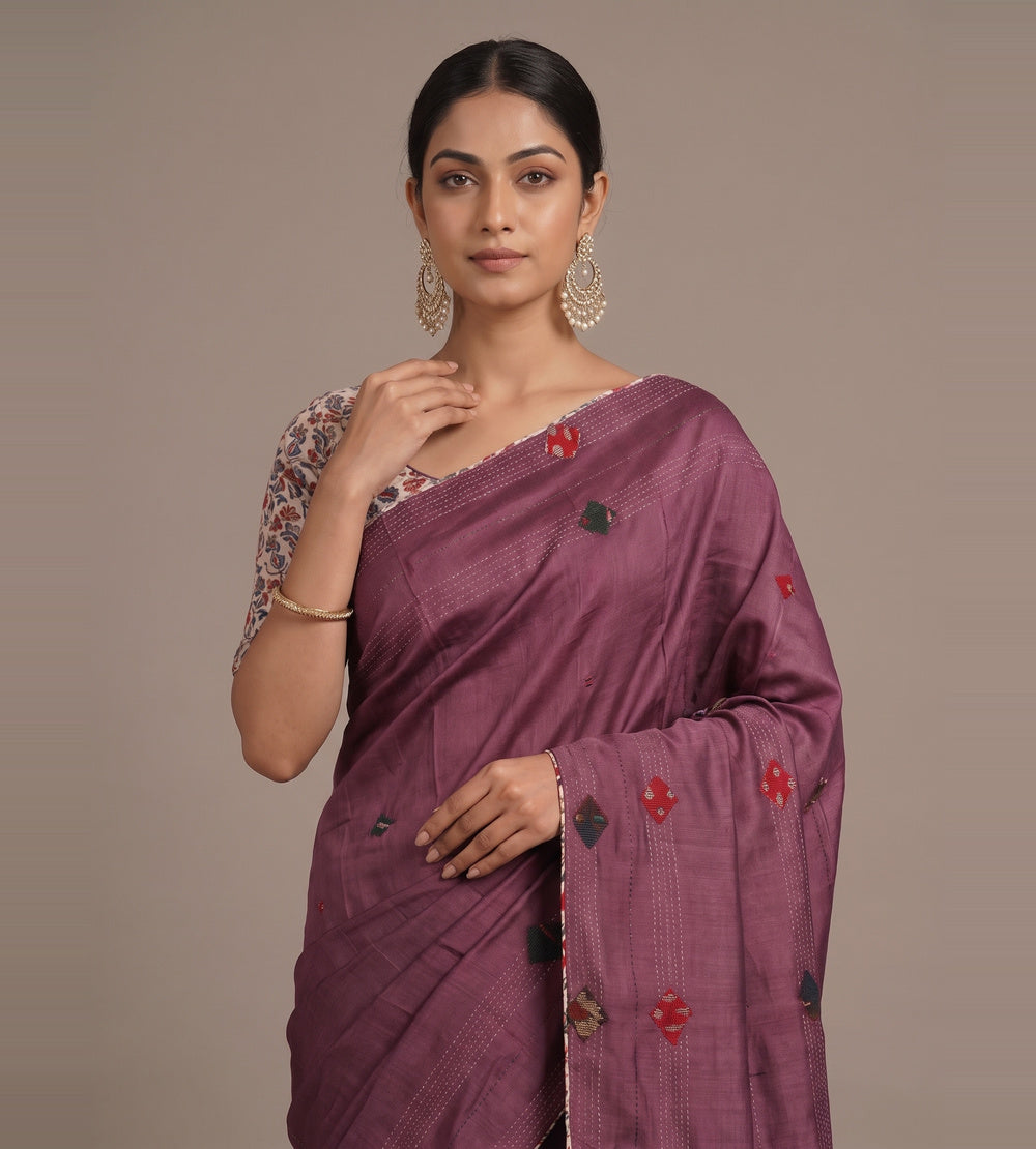 Deep Pink Tussar Saree