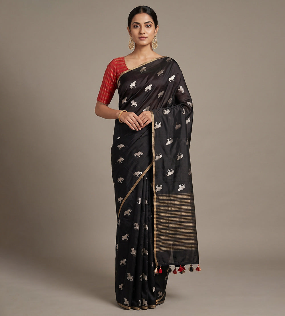 Black Chaniya Silk Saree