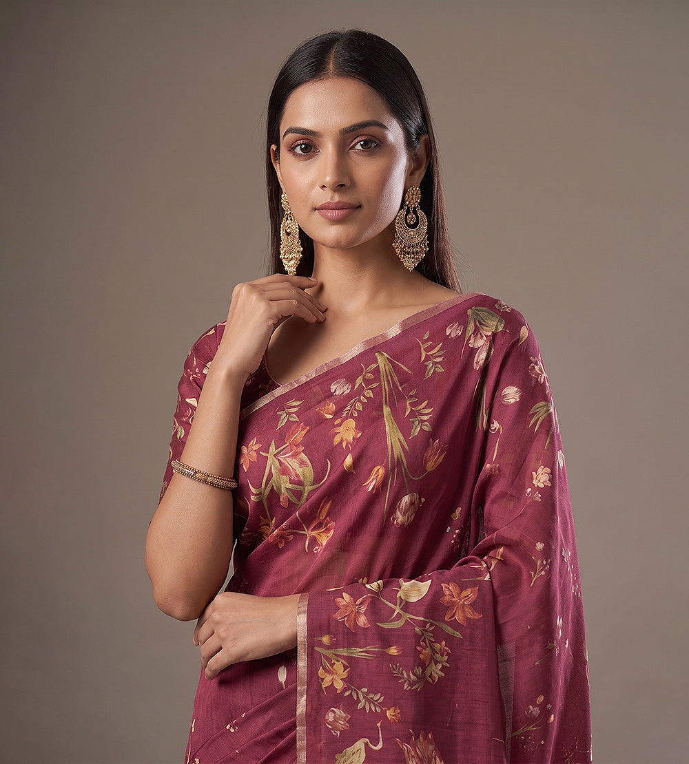 Pink Moonga Tussar Saree