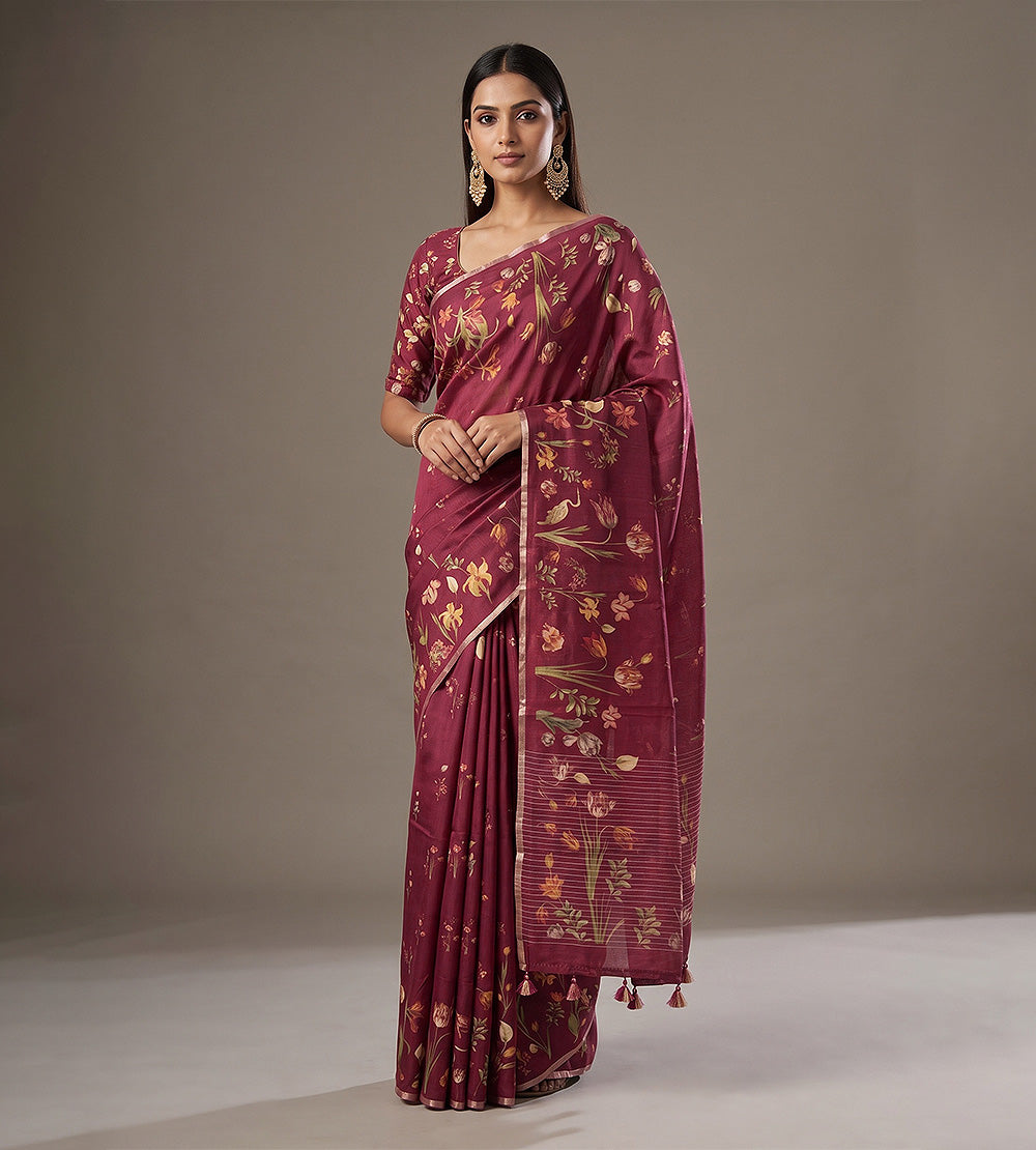 Pink Moonga Tussar Saree