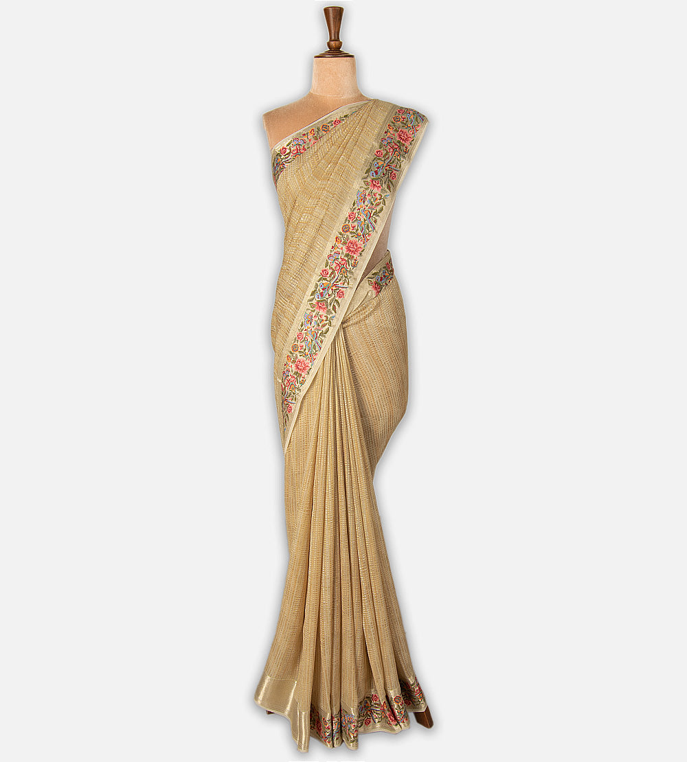 Beige Banarasi Georgette Saree