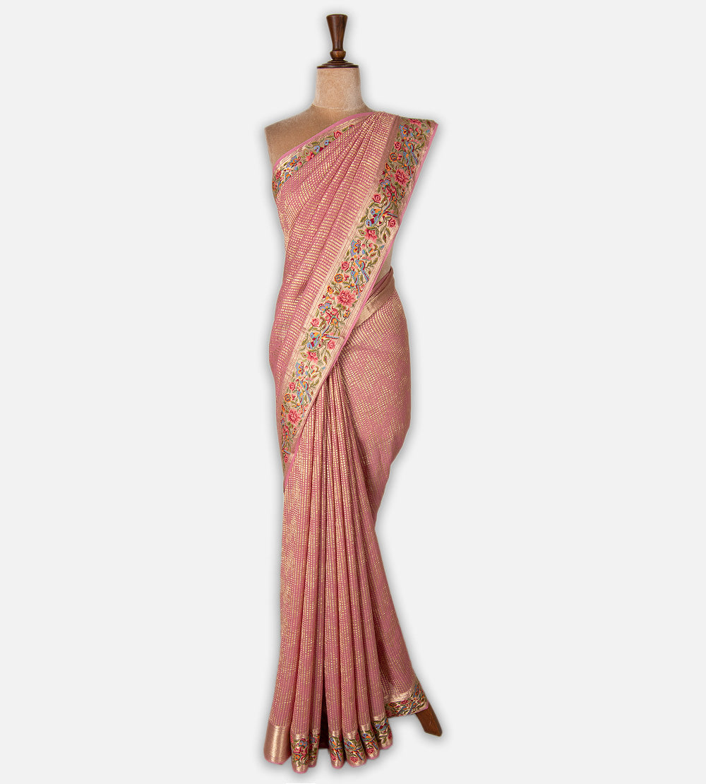 Pink Banarasi Georgette Saree