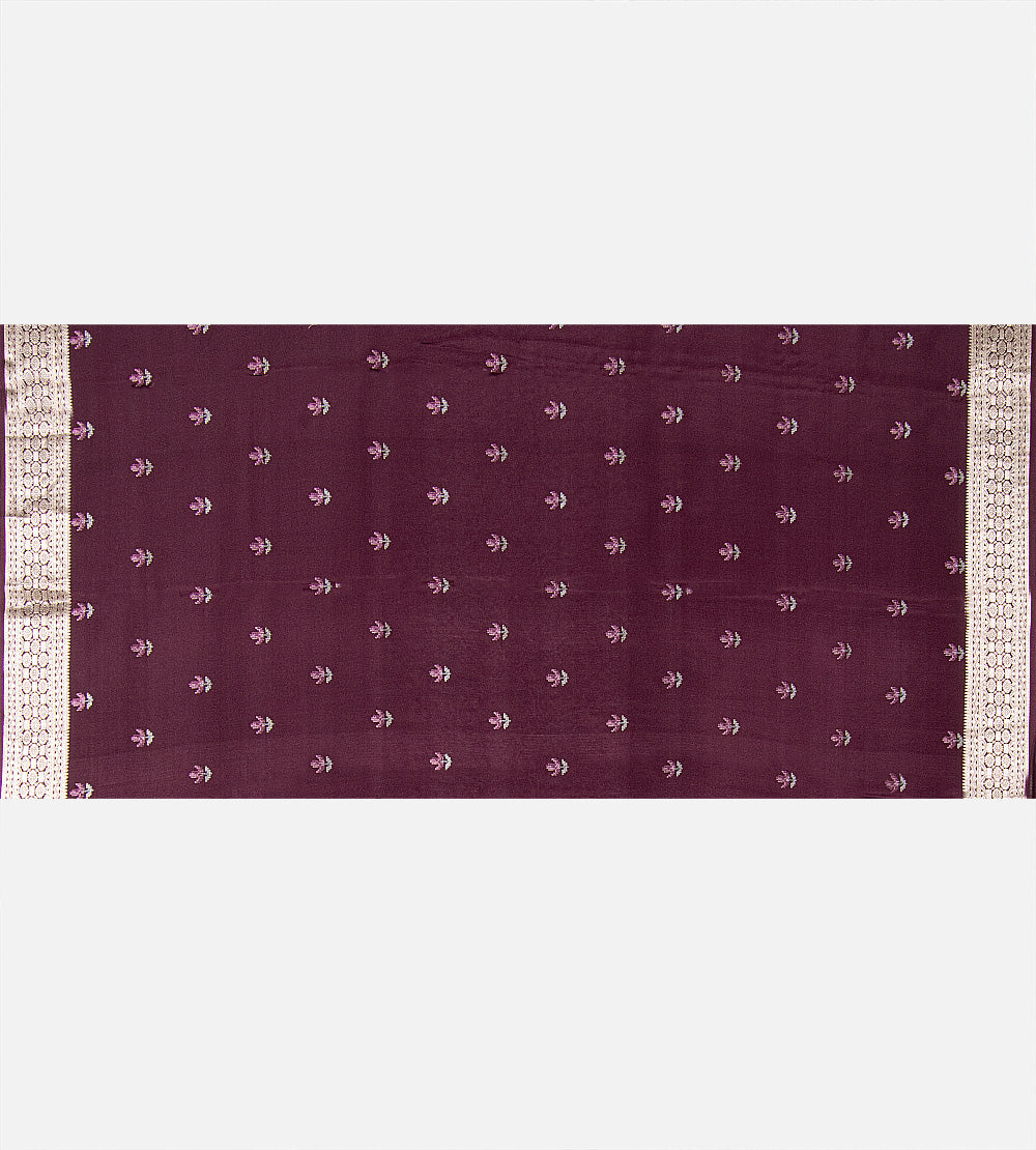 Deep Maroon Mysore Crepe Saree