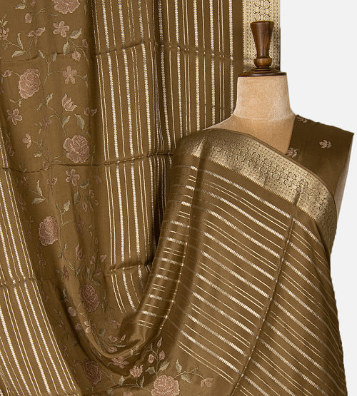 Beige Mysore Silk Saree