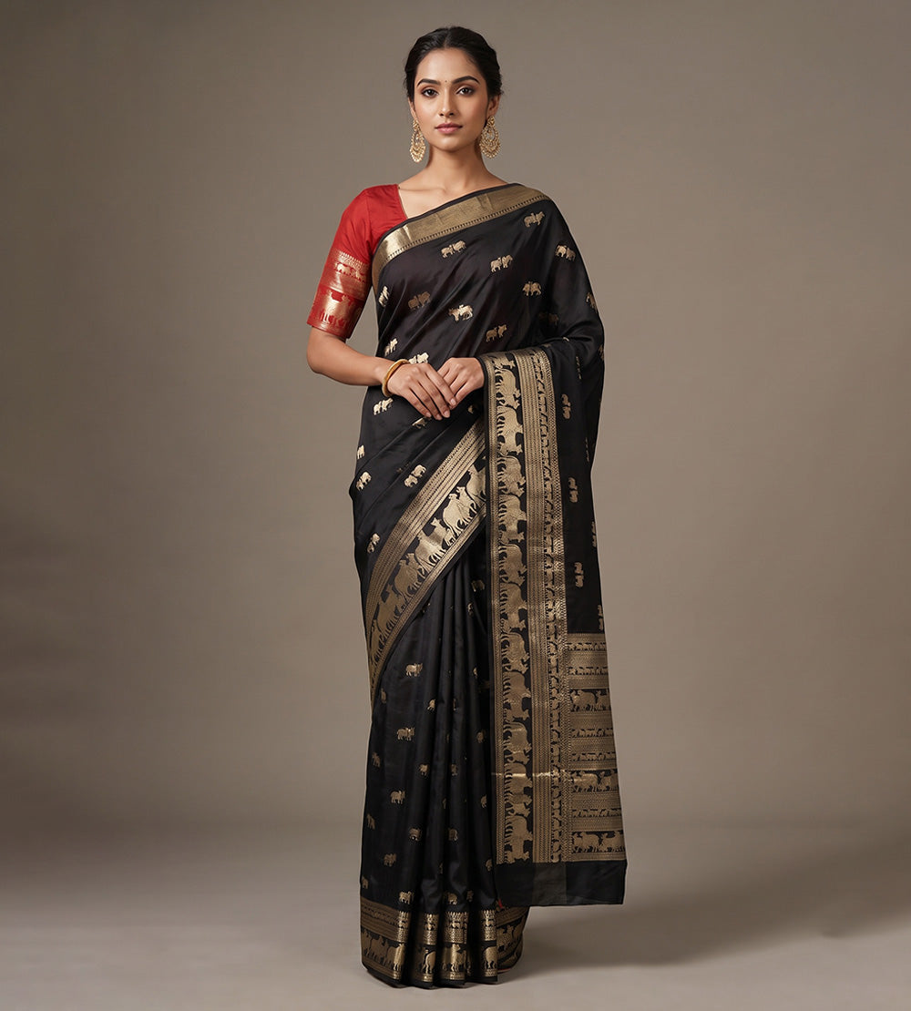 Black Chaniya Silk Saree