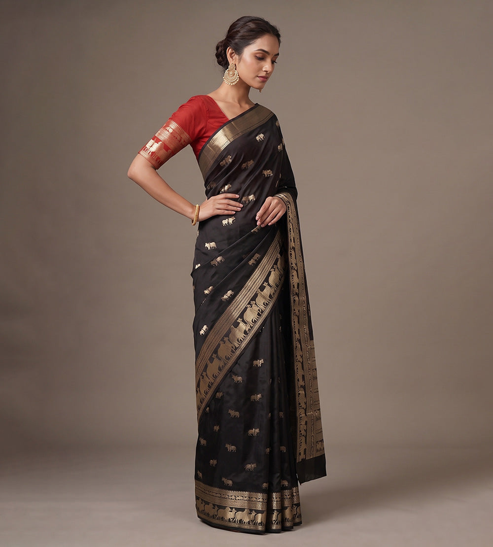 Black Chaniya Silk Saree