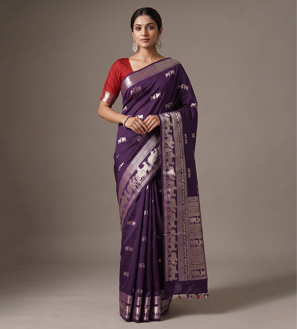 Purple Chaniya Silk Saree