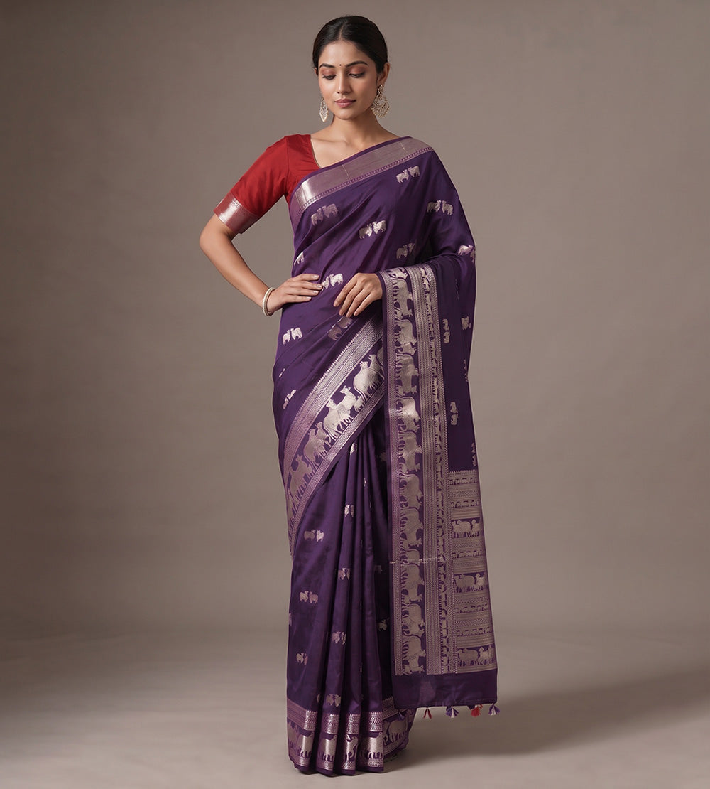 Purple Chaniya Silk Saree