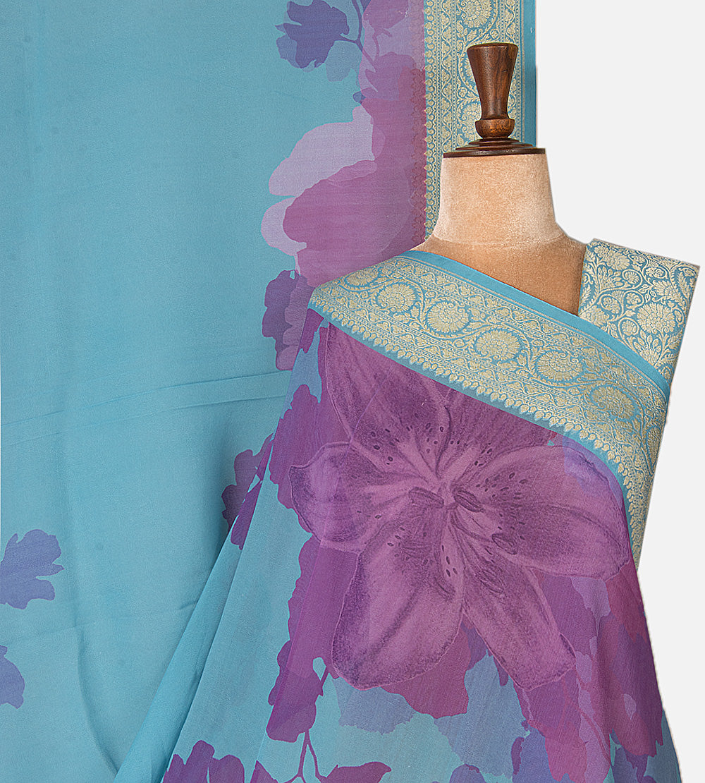 Blue Georgette Saree