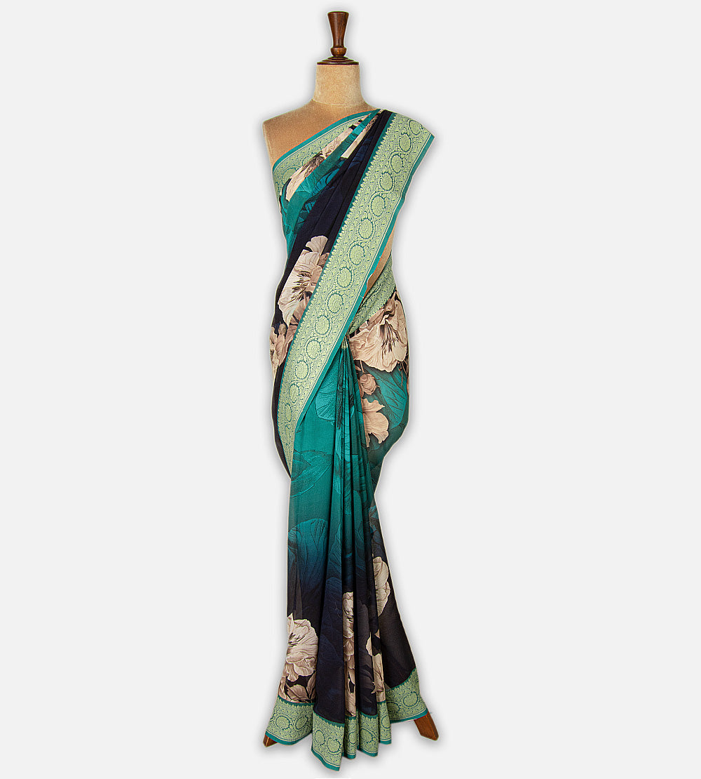 Blue Georgette Saree