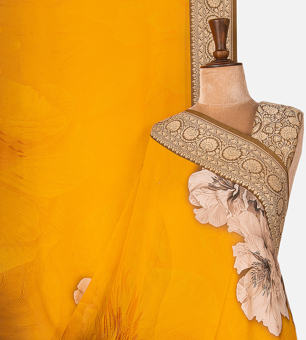 Yellow Georgette Saree