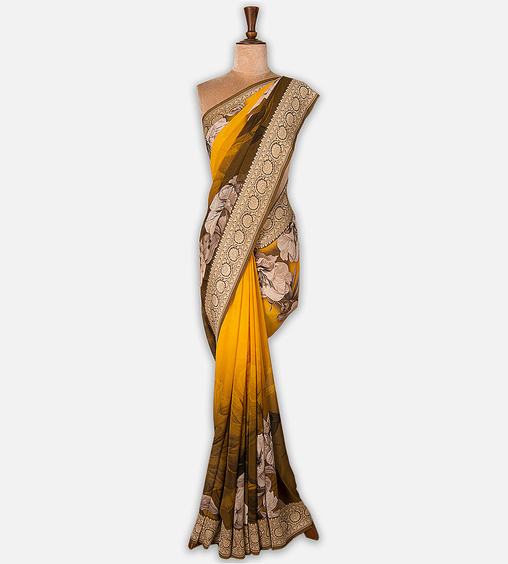 Yellow Georgette Saree