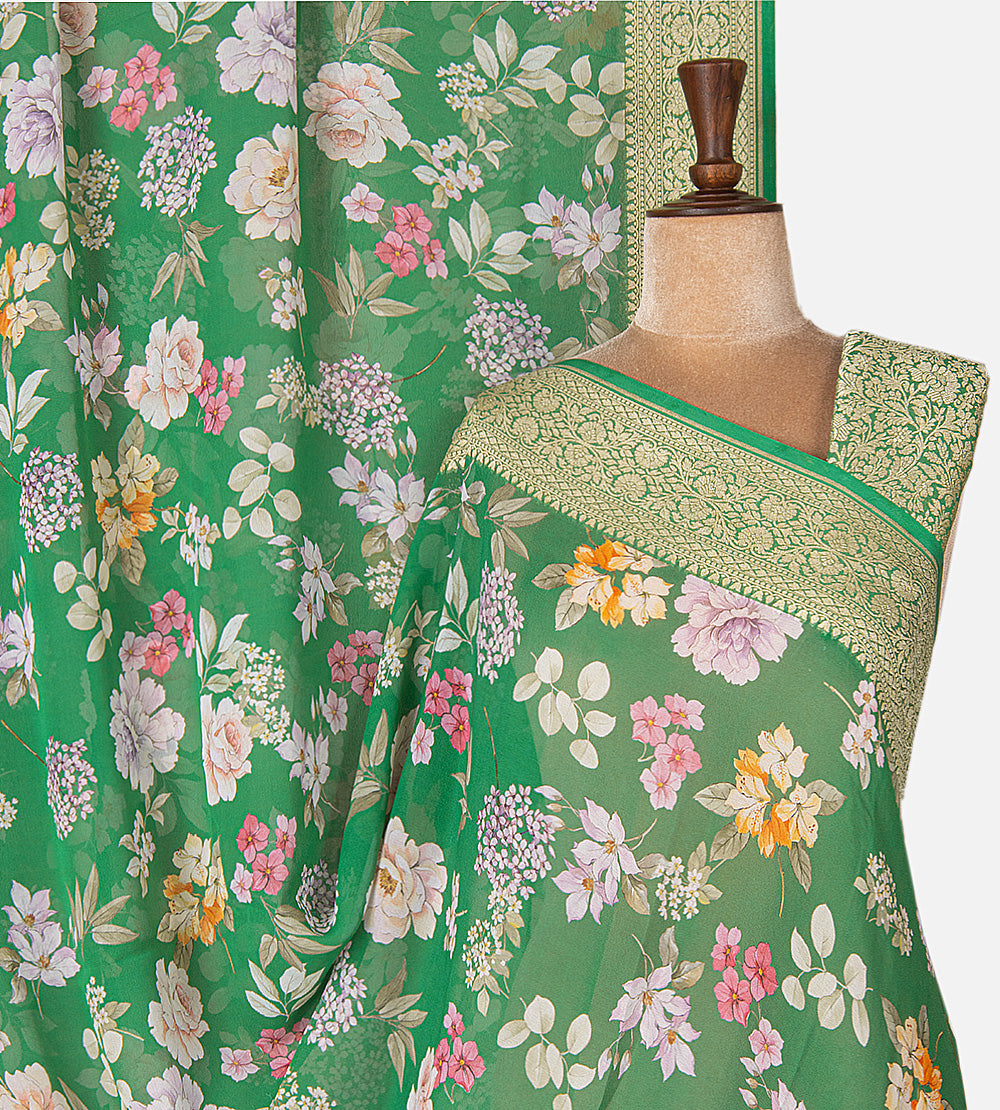 Green Georgette Saree