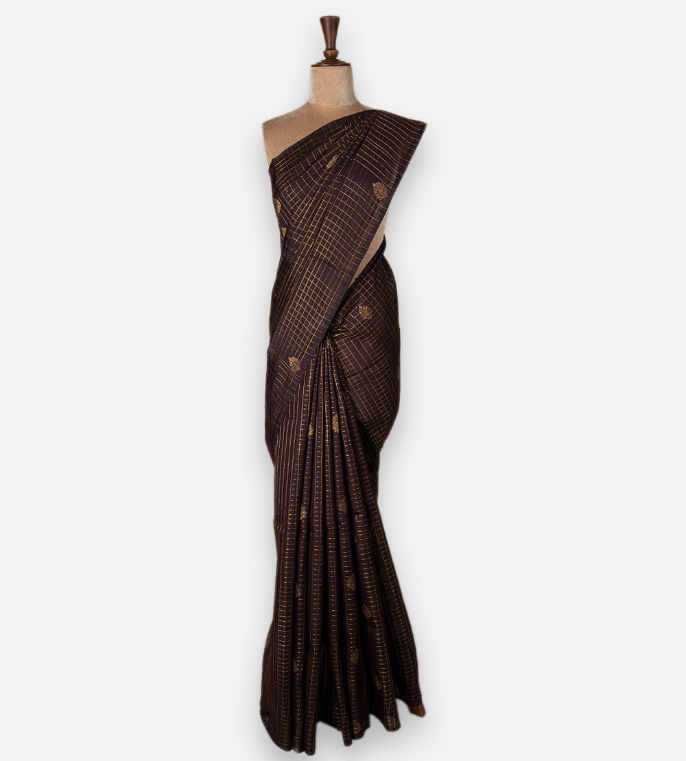 Aubergine Purple Raw Silk Saree