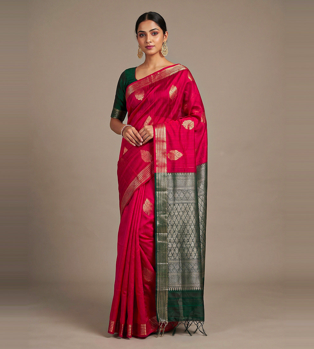 Pink Raw Silk Saree
