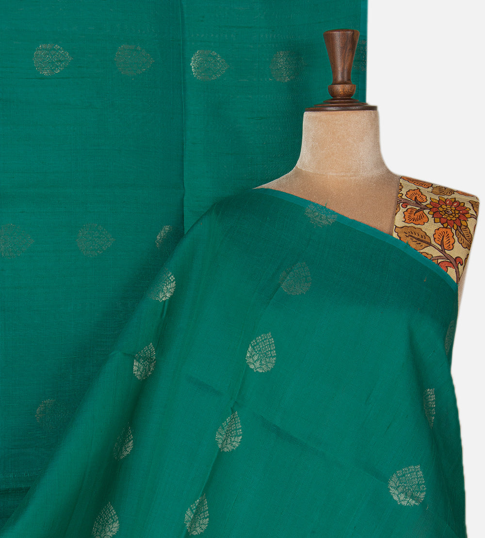 Sea Green Raw Silk Saree